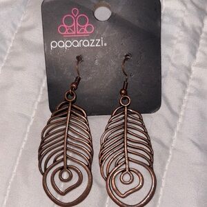 Paparazzi Brown Feather Earrings Bohemian Style